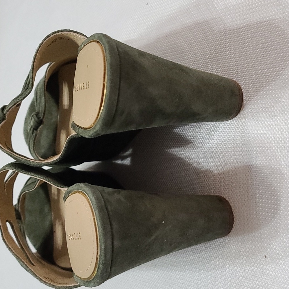 Etienne Aigner Womens Wedge Sandal Hunter Green Leather Knotted Straps Sz 8 NWOT - Picture 5 of 12